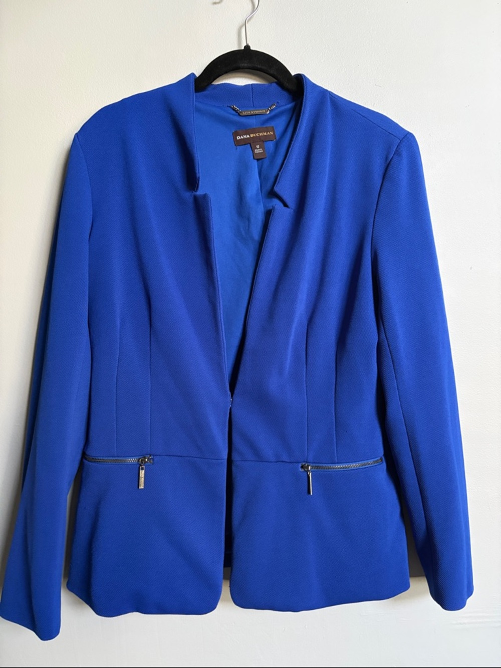 Dana Buchman Cobalt Blue Zip-Pocket Open Blazer
